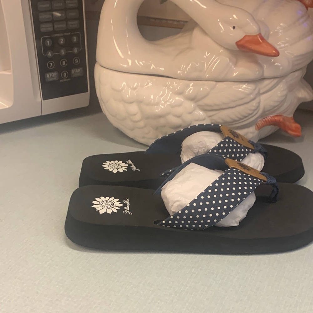 Yellow Box Navy Polka Dot Flip Flops - Picture 6 of 9